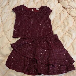 Abercrombie Kids Burgundy Sequin Matching Set